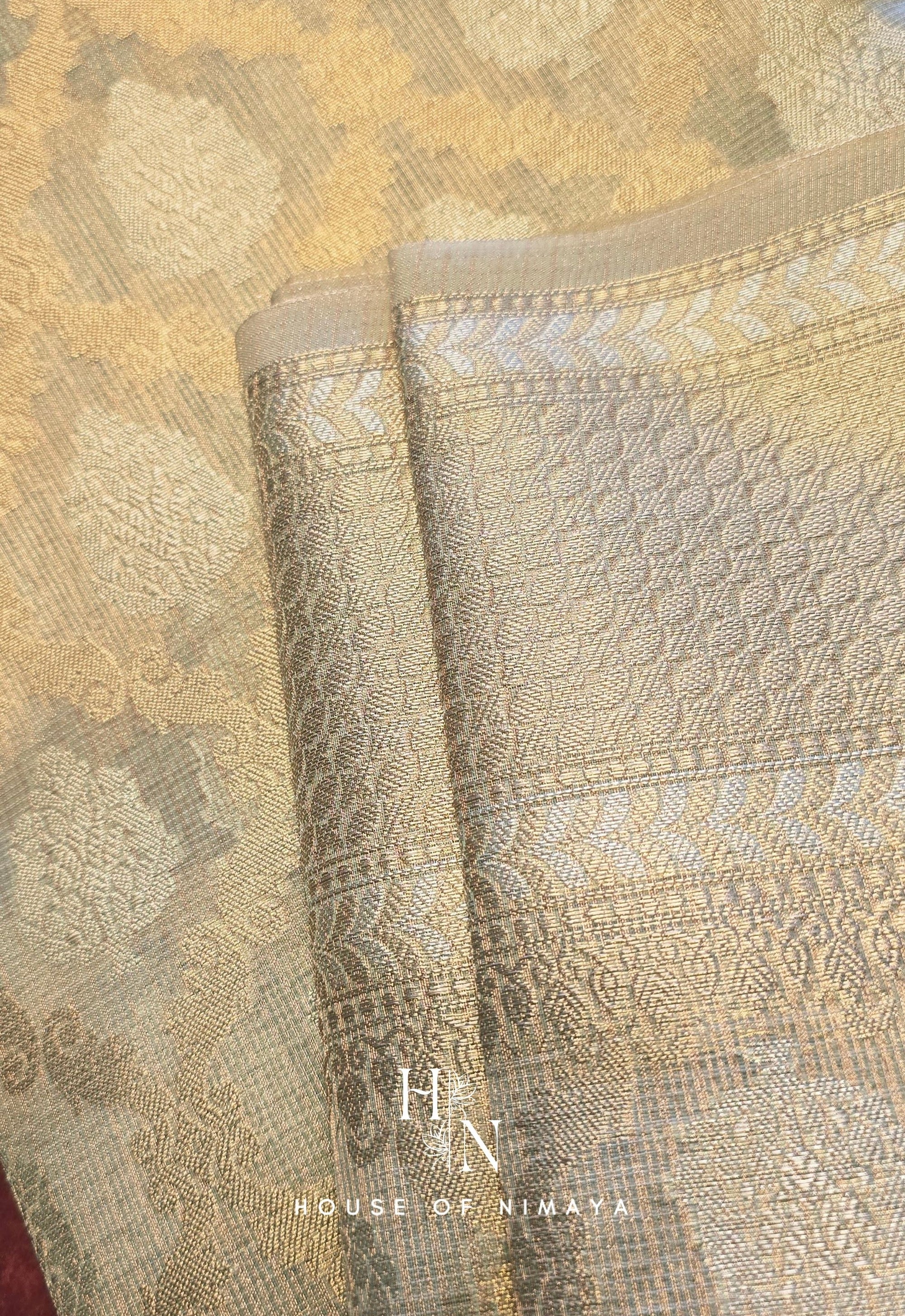 White and Gold Kota Banarasi Saree