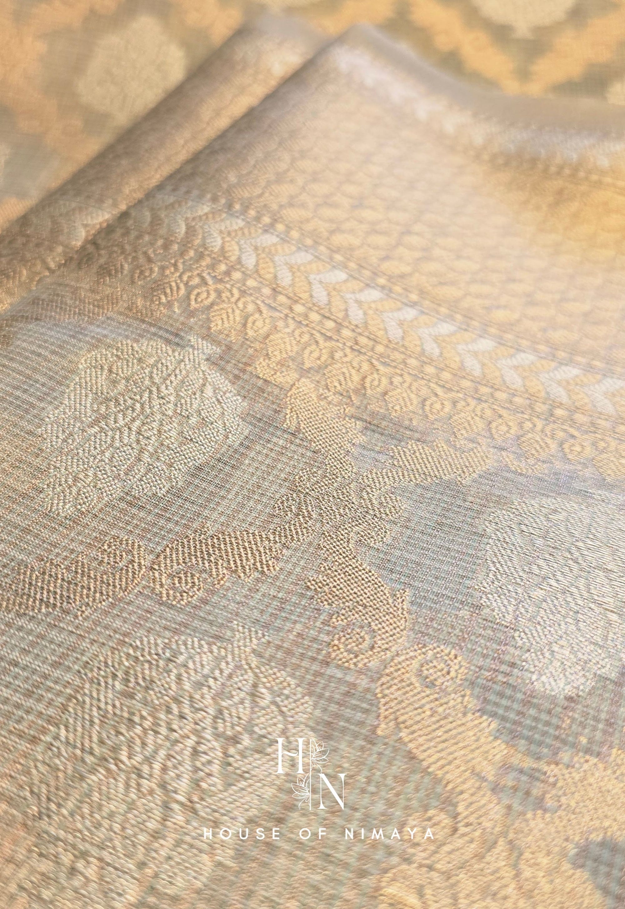 White and Gold Kota Banarasi Saree