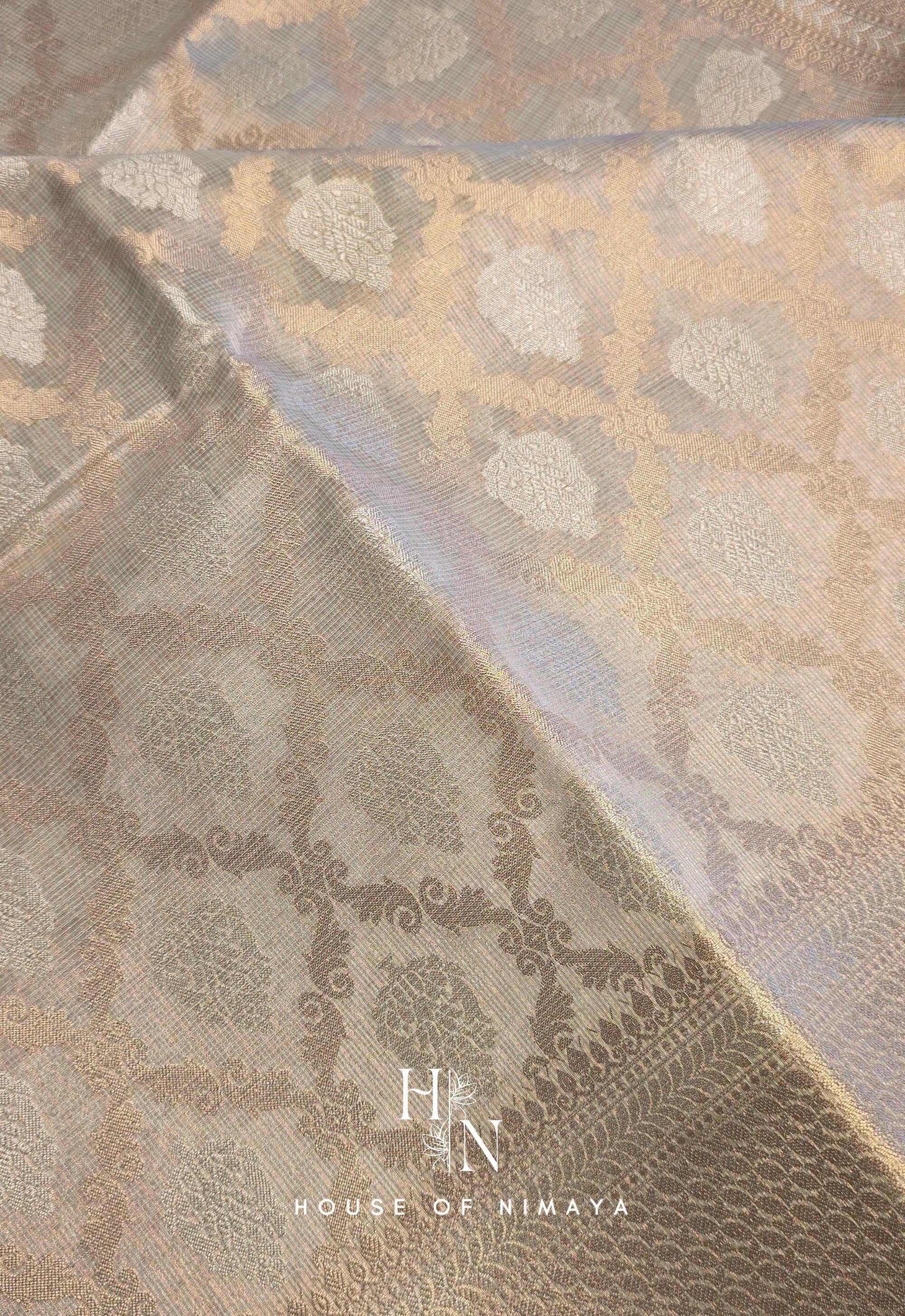 White and Gold Kota Banarasi Saree