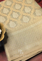 White and Gold Kota Banarasi Saree