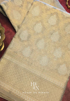 White and Gold Kota Banarasi Saree