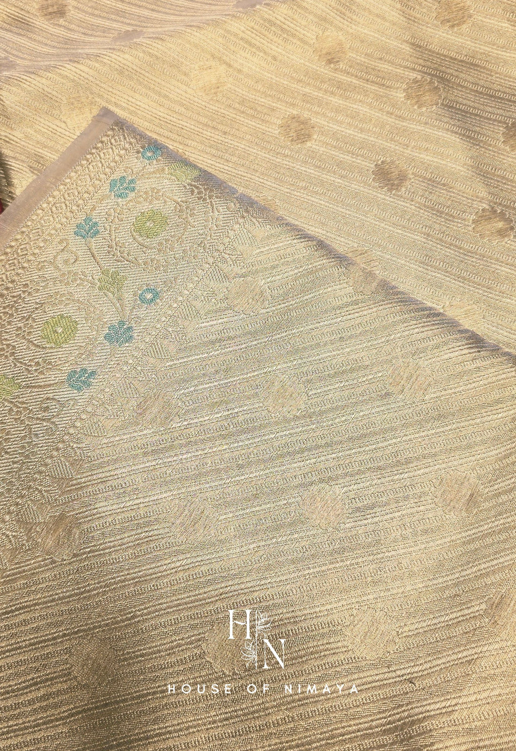 Cream Katan Silk Saree with Soft Floral Detailing