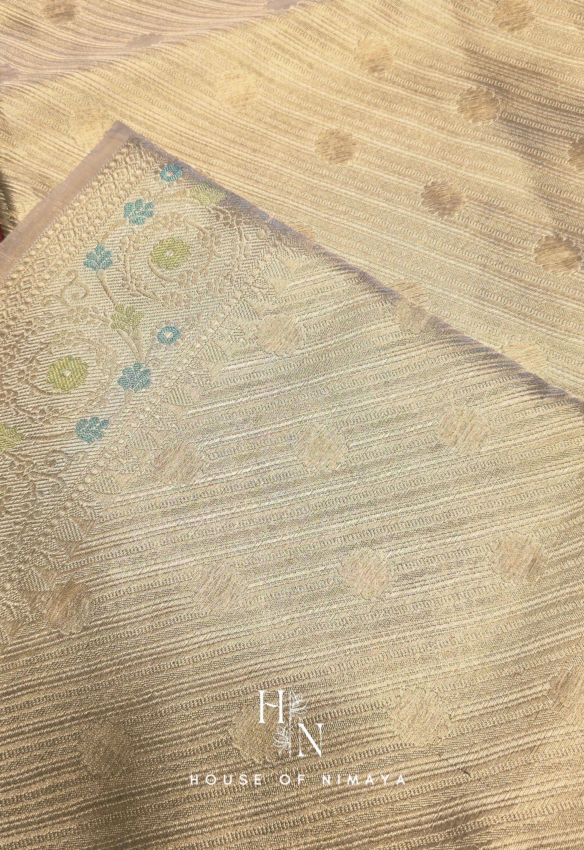 Cream Katan Silk Saree with Soft Floral Detailing