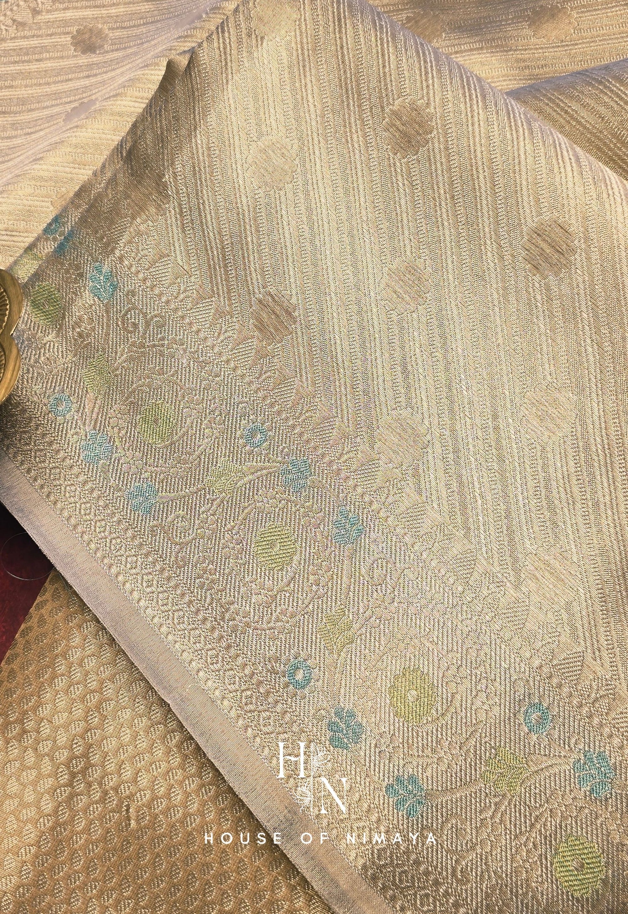 Cream Katan Silk Saree with Soft Floral Detailing