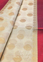 White and Red Kota Banarasi Saree