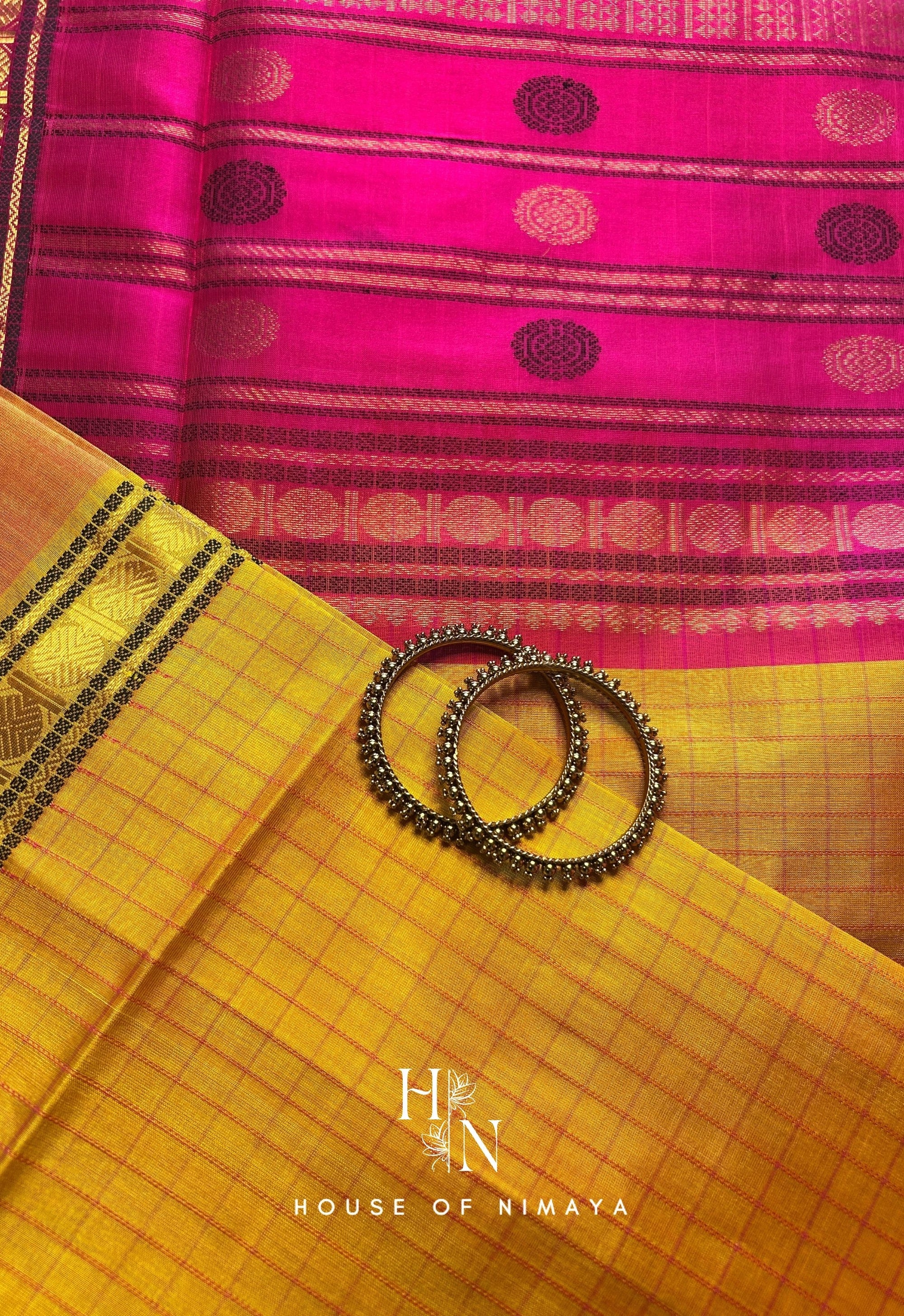 Pink and Yellow Handloom Silk Cotton Saree