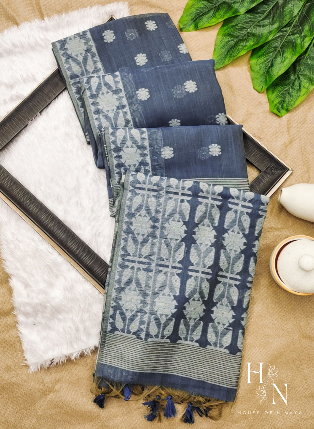 Muga Cotton with Jamdani Weaving Saree