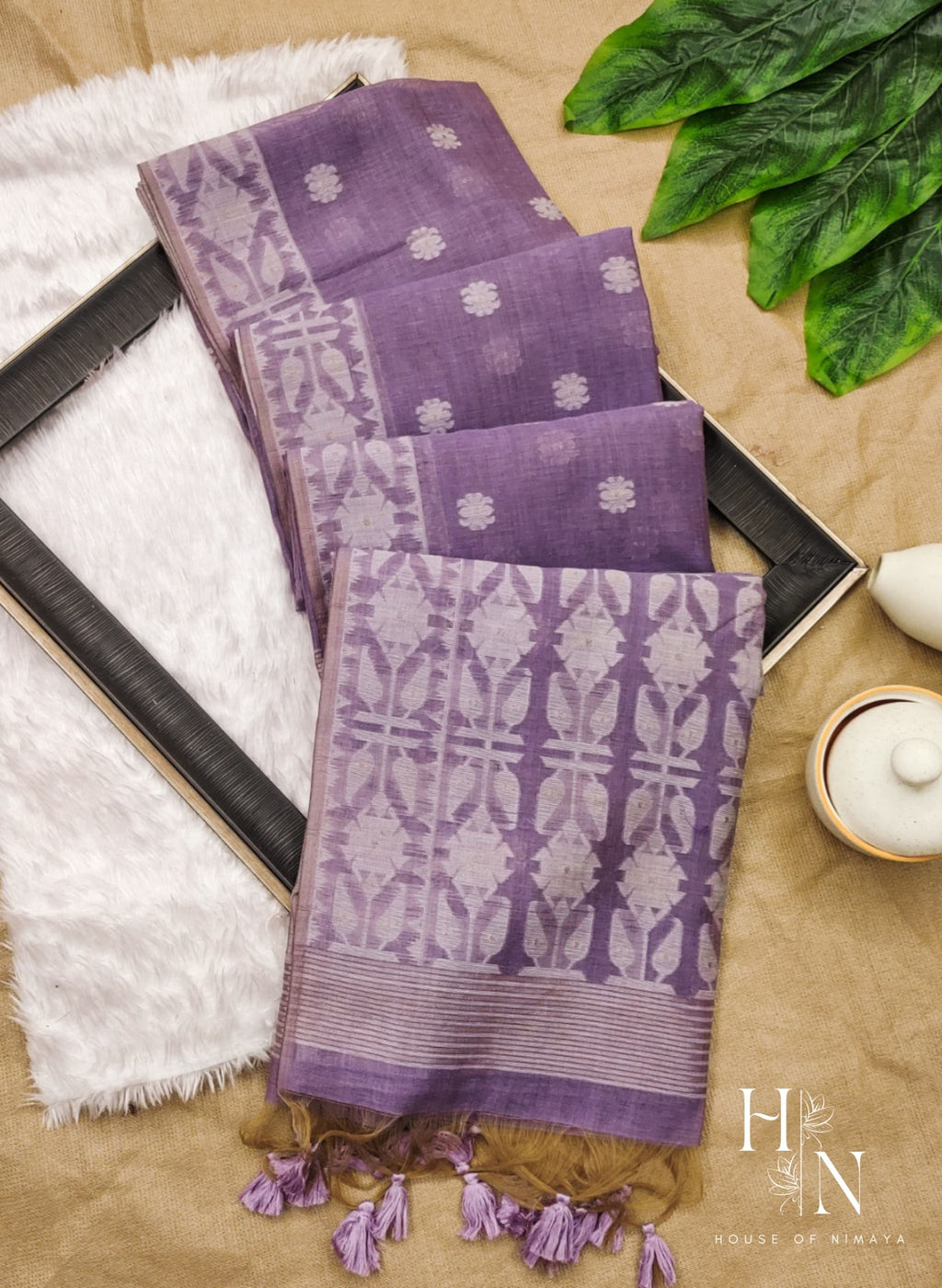 Muga Cotton with Jamdani Weaving Saree