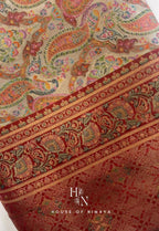 Red and white Organza Satin Saree