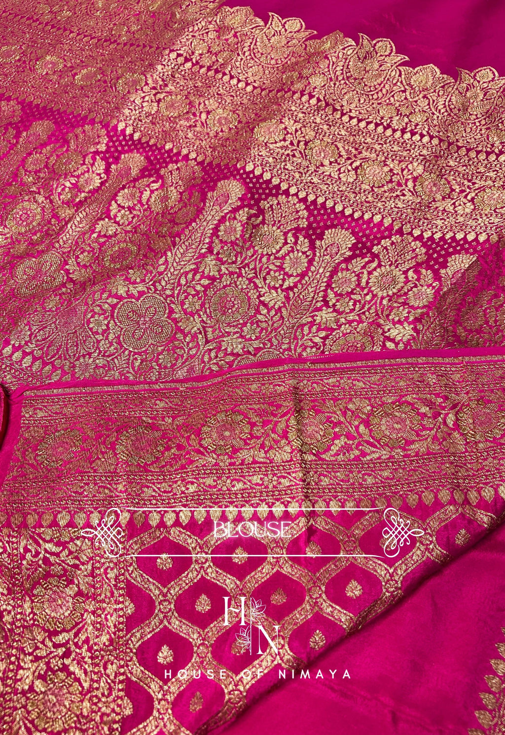 Pink Pure Crepe Banarasi Saree