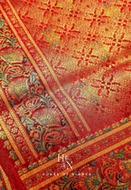 Red and white Organza Satin Saree