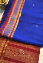 Blue and Red Pure Handloom South Silk Cotton Saree