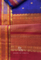 Blue and Red Pure Handloom South Silk Cotton Saree