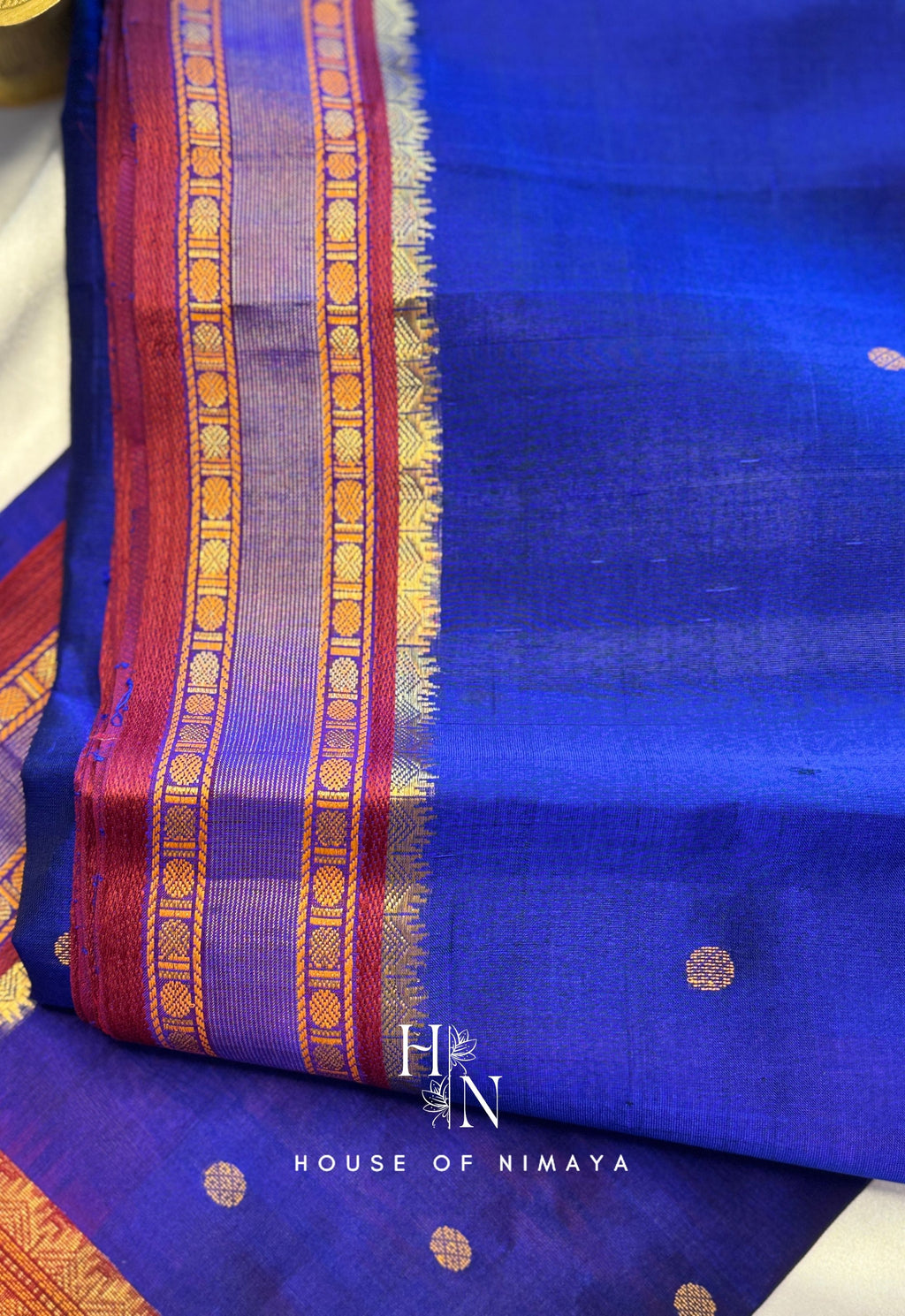 Blue and Red Pure Handloom South Silk Cotton Saree