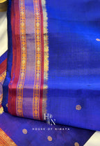Blue and Red Pure Handloom South Silk Cotton Saree