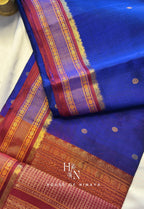 Blue and Red Pure Handloom South Silk Cotton Saree