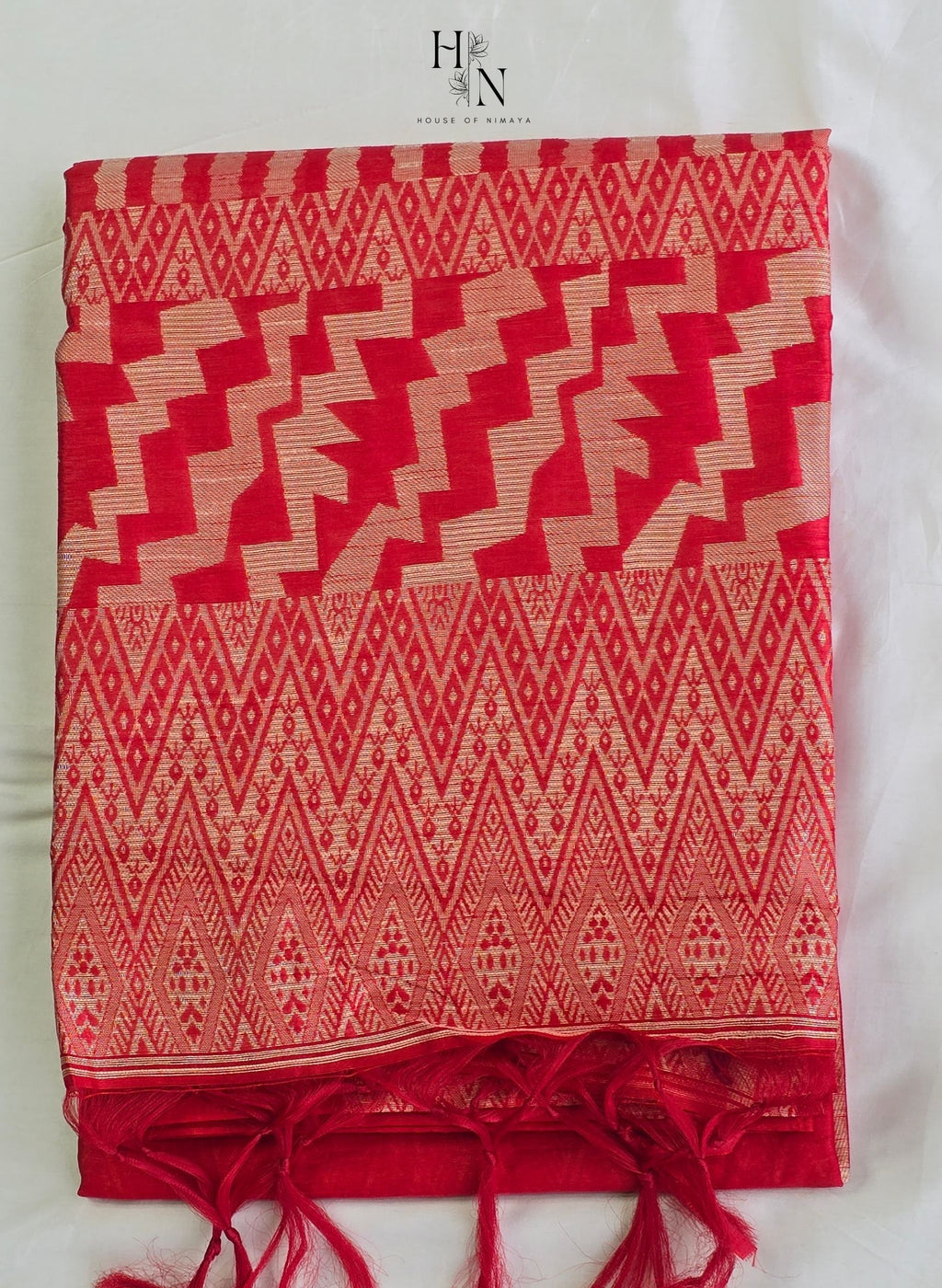 Raw Silk Geometrical Print Modern Saree