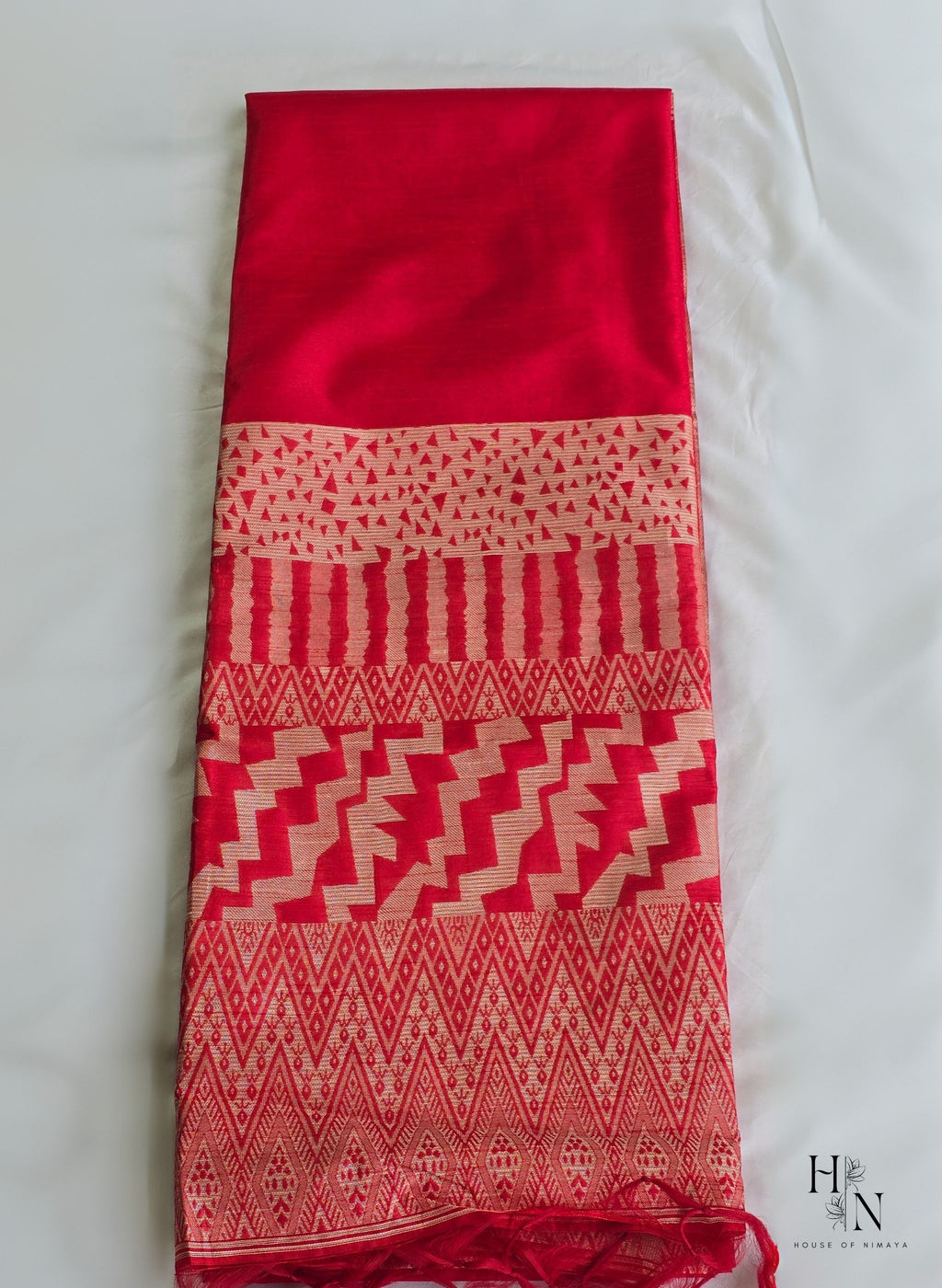 Raw Silk Geometrical Print Modern Saree