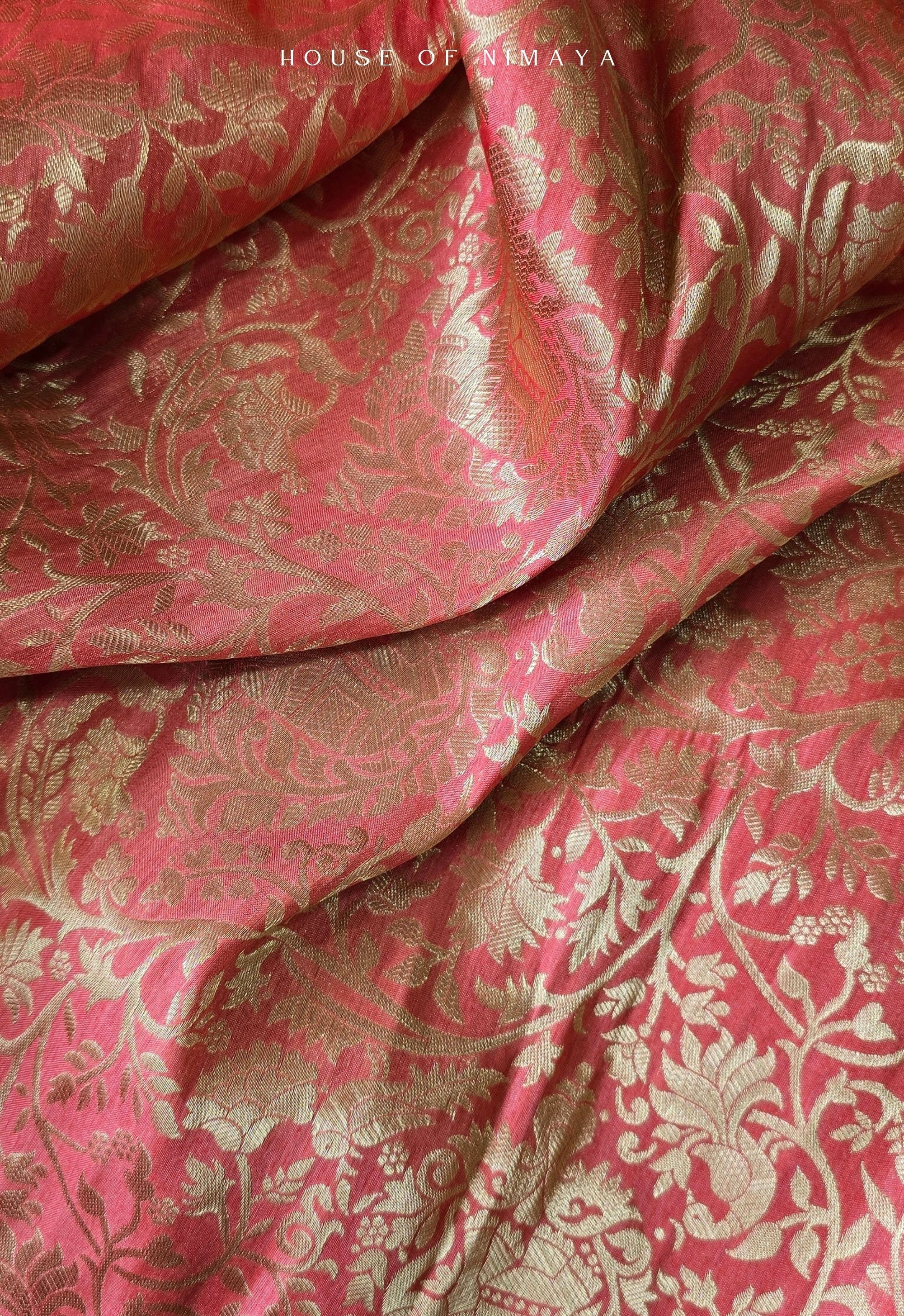 Red Banarasi Katan Silk Brocade