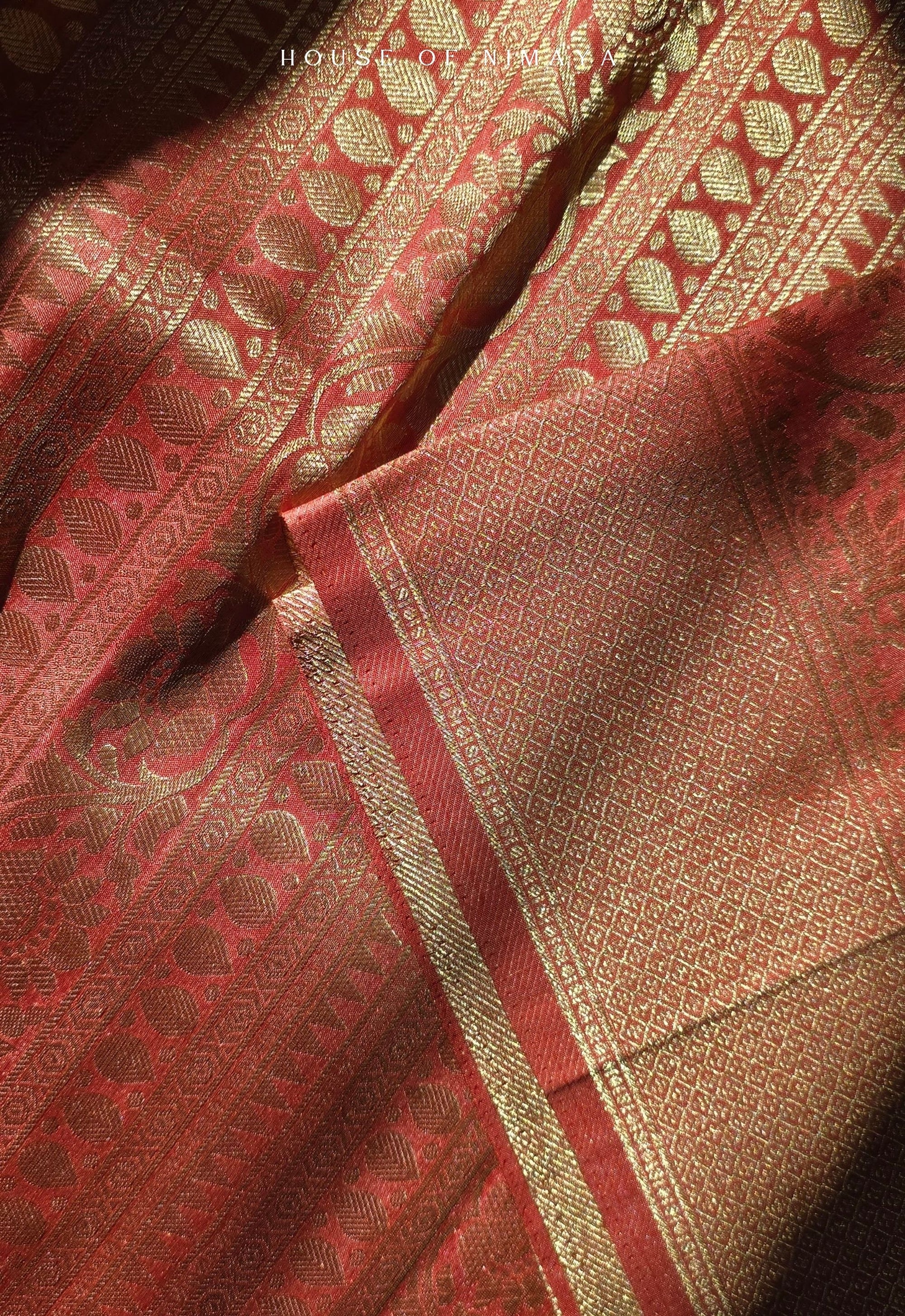 Red Banarasi Katan Silk Brocade