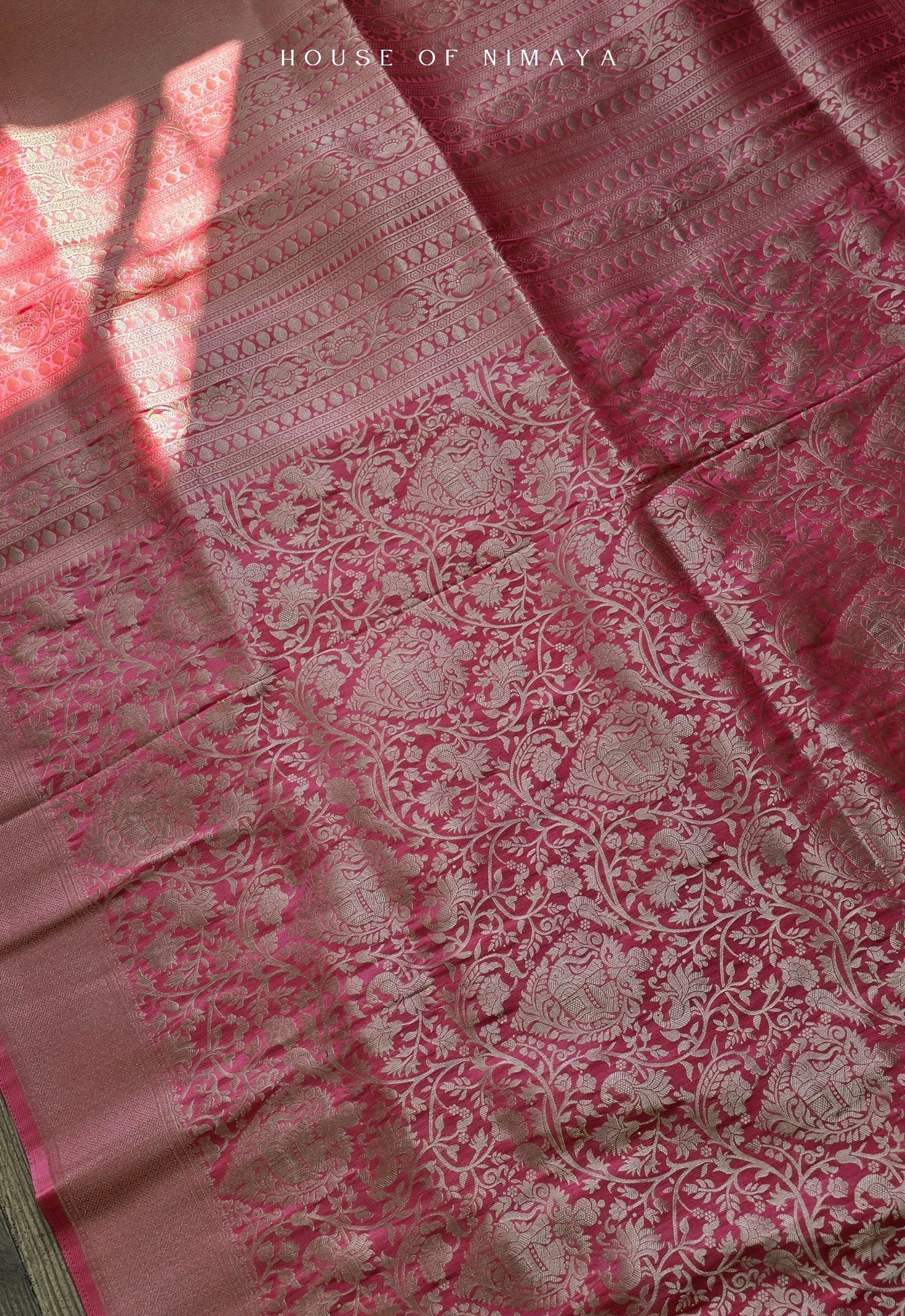 Red Banarasi Katan Silk Brocade