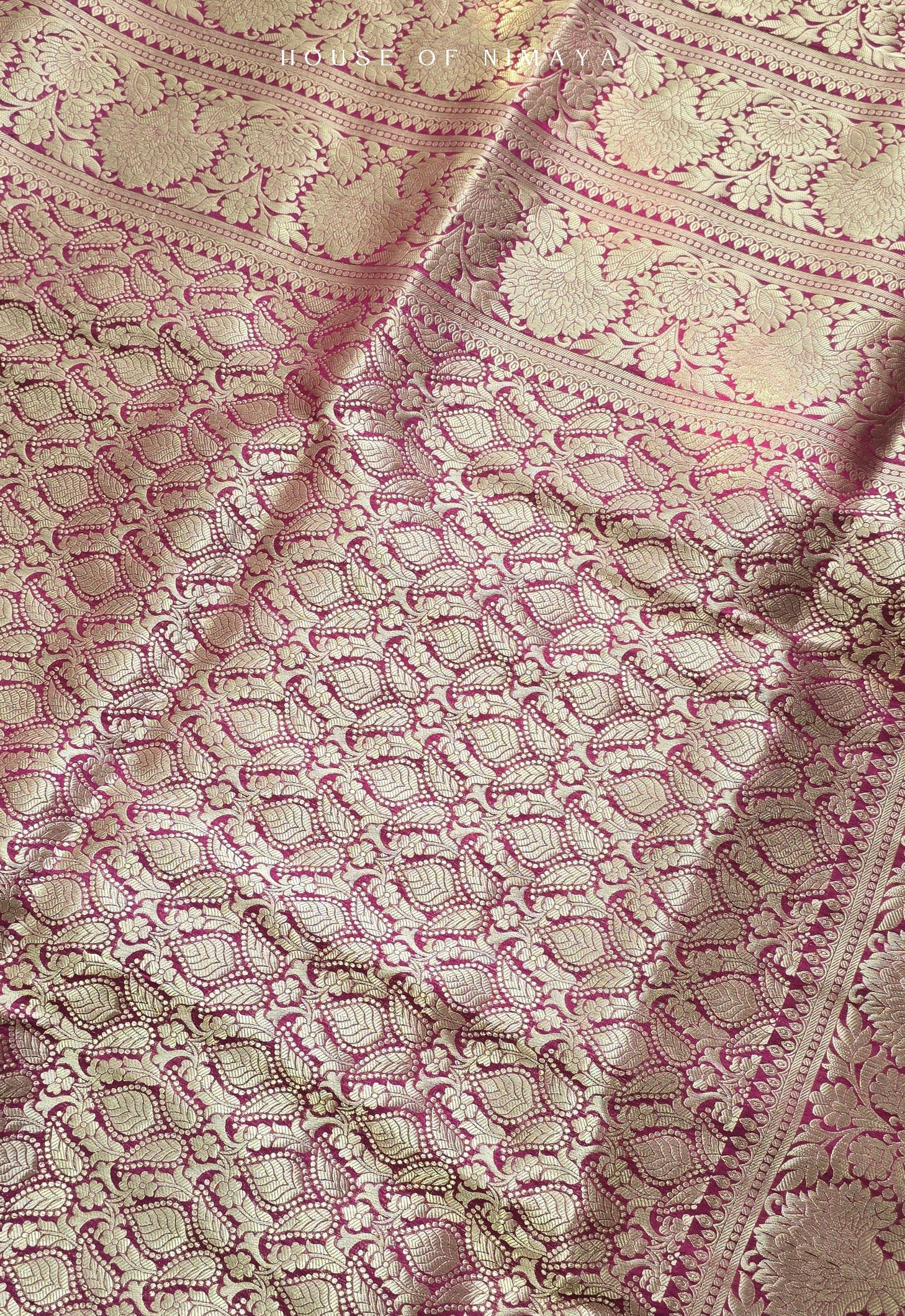 Burgundy Banarasi Katan Silk Brocade