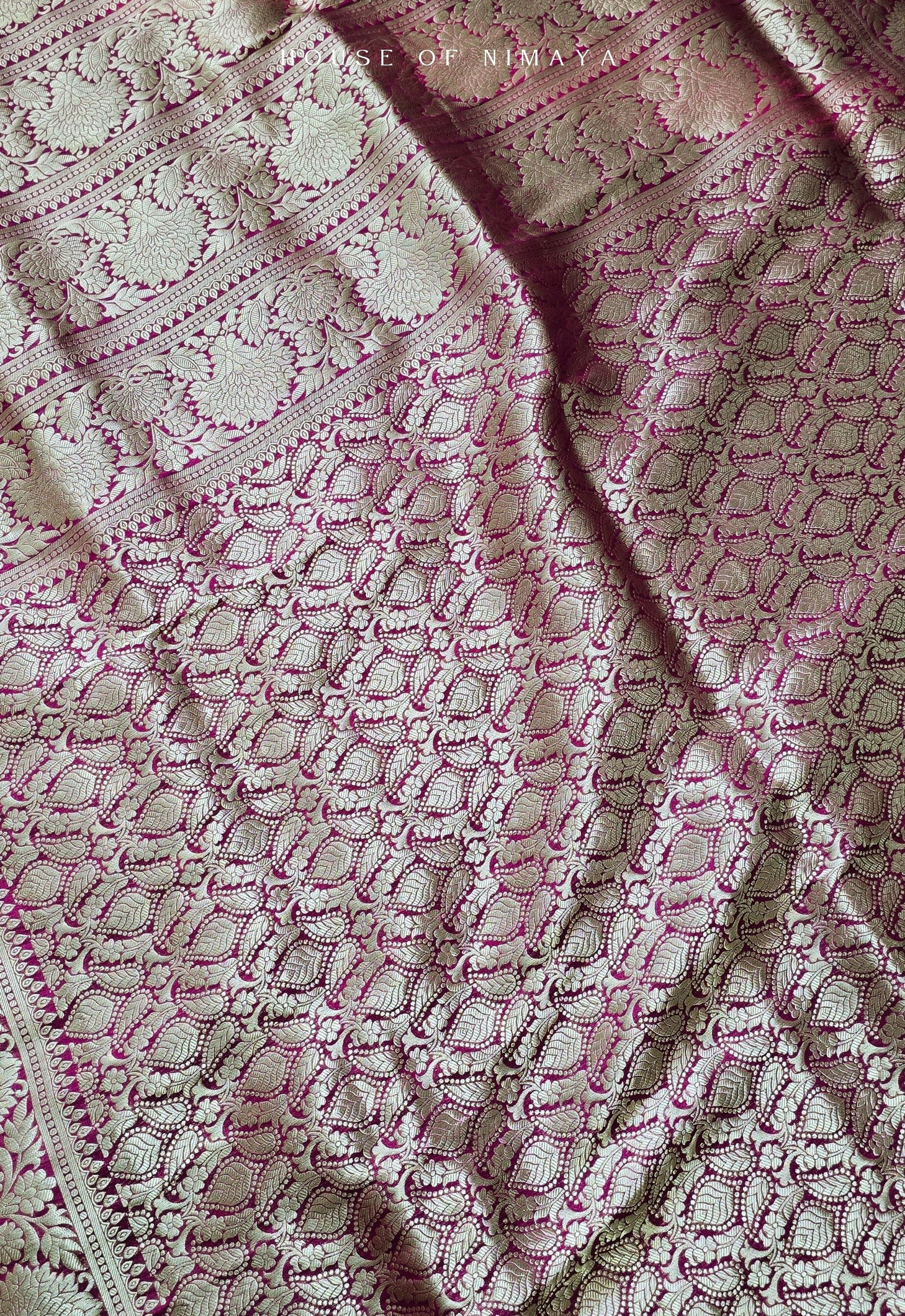 Burgundy Banarasi Katan Silk Brocade