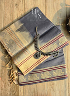 Korvai Silk Grey and white saree