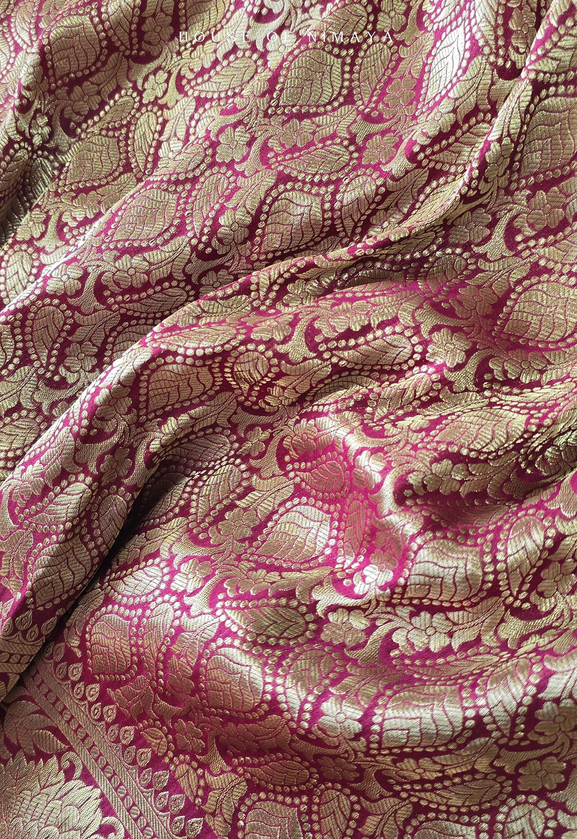 Burgundy Banarasi Katan Silk Brocade
