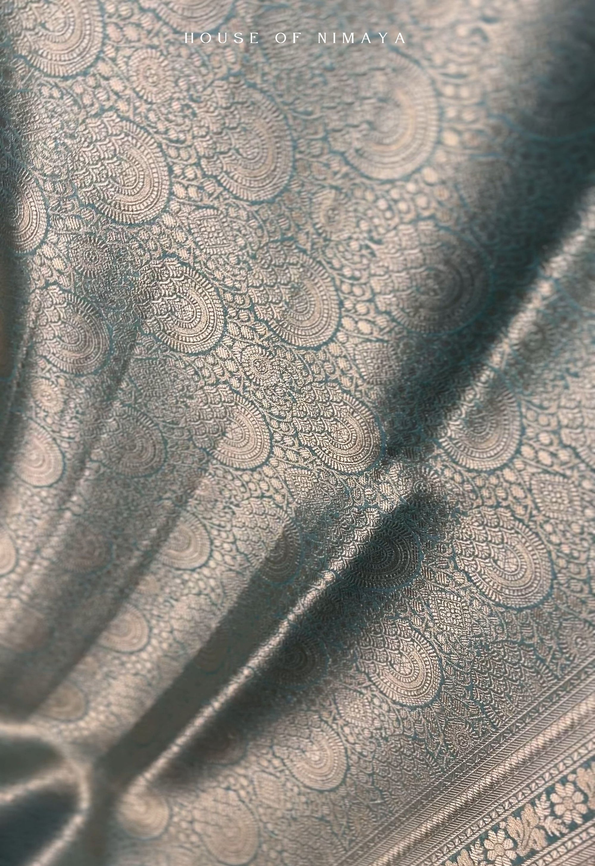 Light Blue Banarasi Katan Silk Brocade Saree