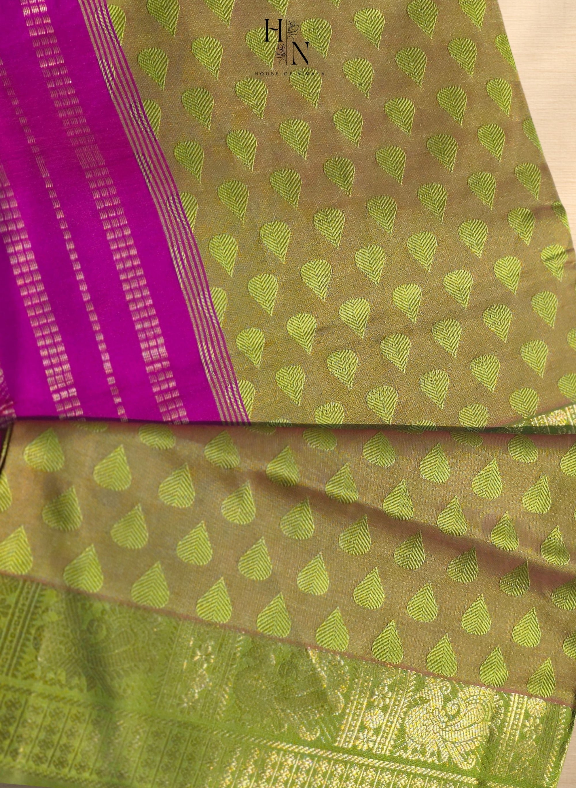 Parrot green and Yellow South Silk Cotton Saree