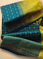 Blue and Yellow South Silk Cotton Saree