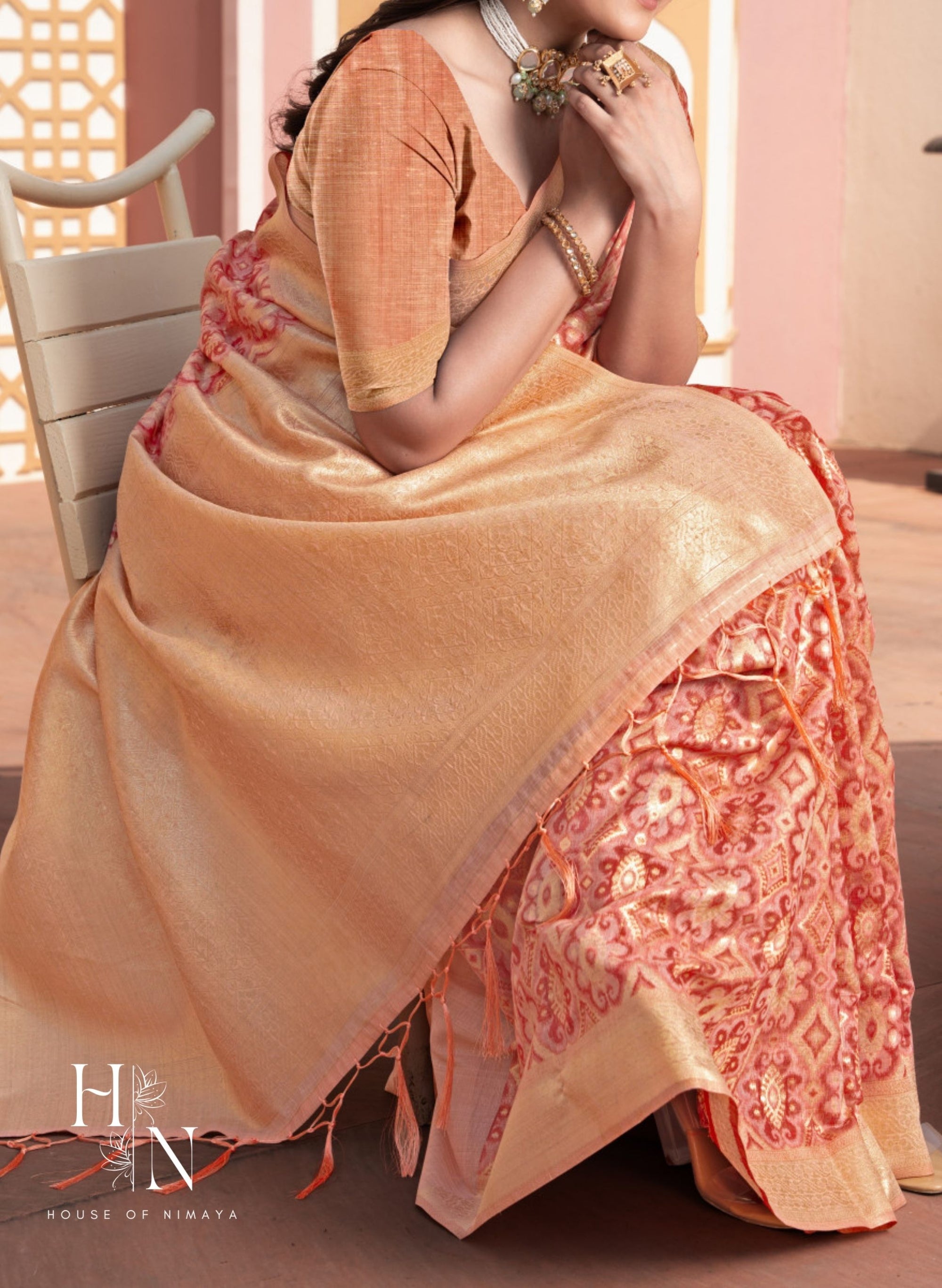 Zari Glow Ikkat Cotton Saree