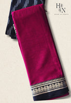 Narayanpet red with black border with Ikkat Blouse