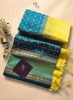 Blue and Yellow South Silk Cotton Saree