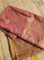 Arani Silk Pink and golden with brocade weave