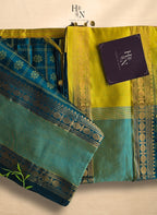 Blue and Yellow South Silk Cotton Saree