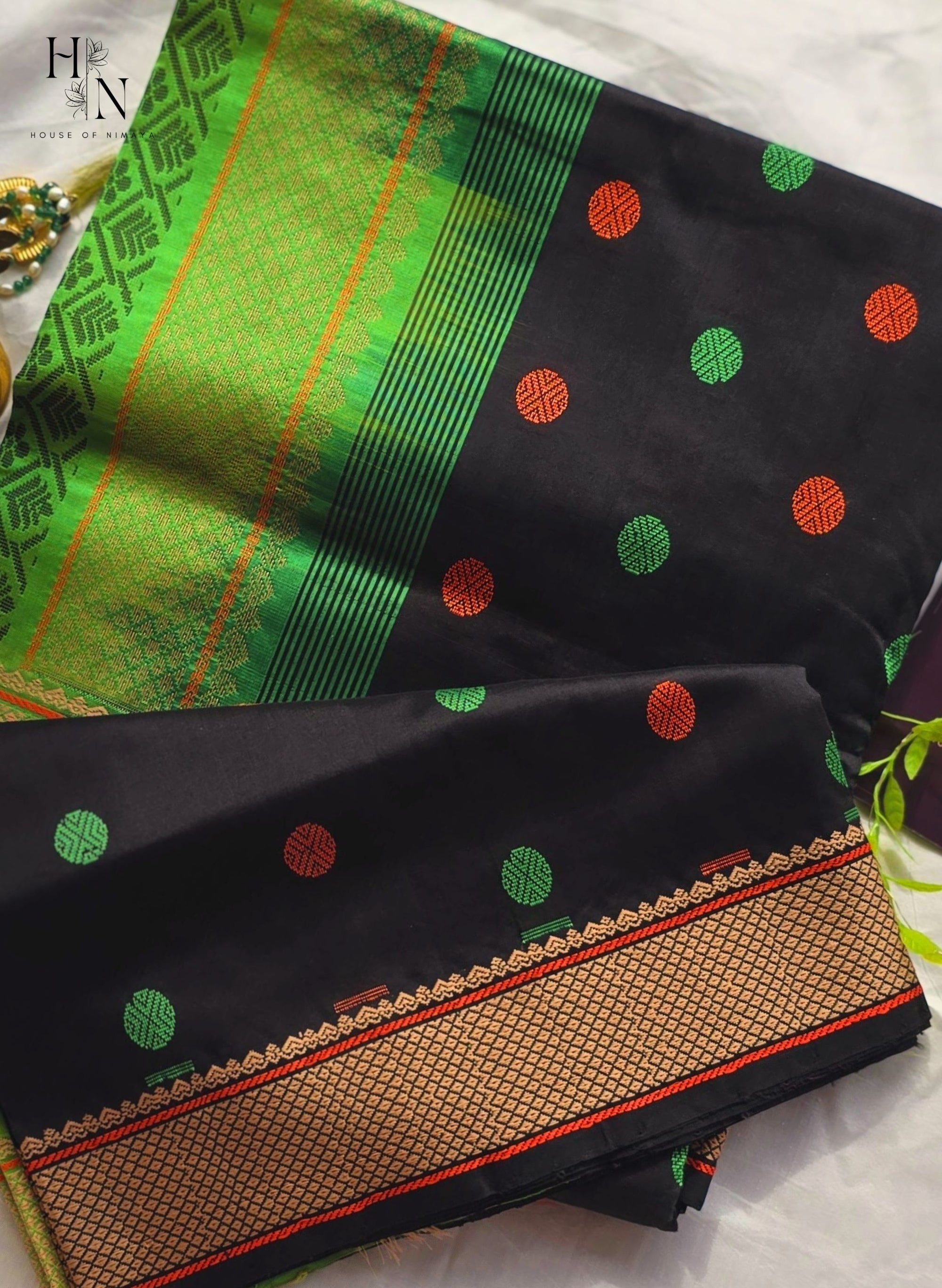 Polka Dots South Cotton Silk Saree