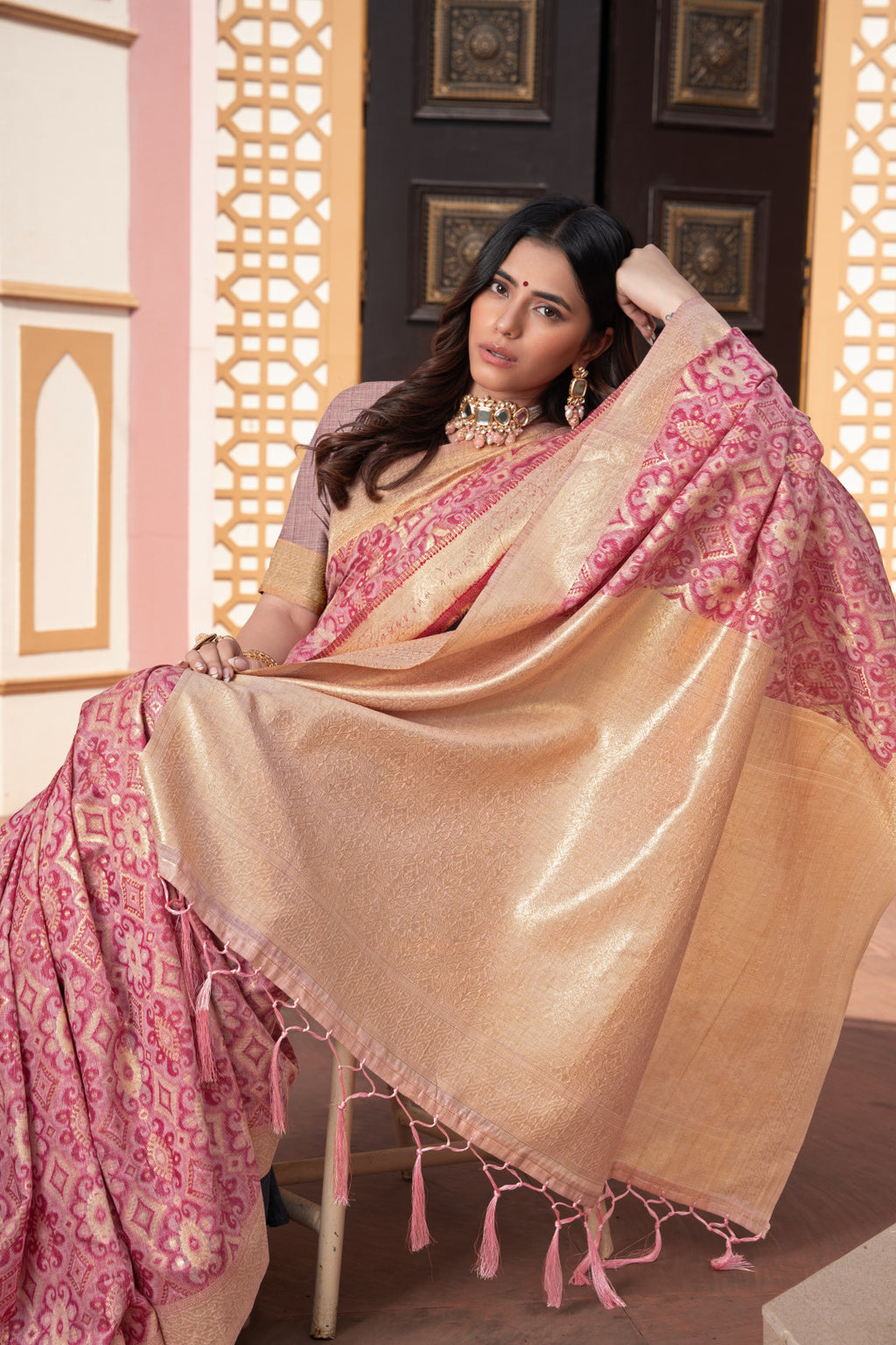 Zari Glow Ikkat Cotton Saree