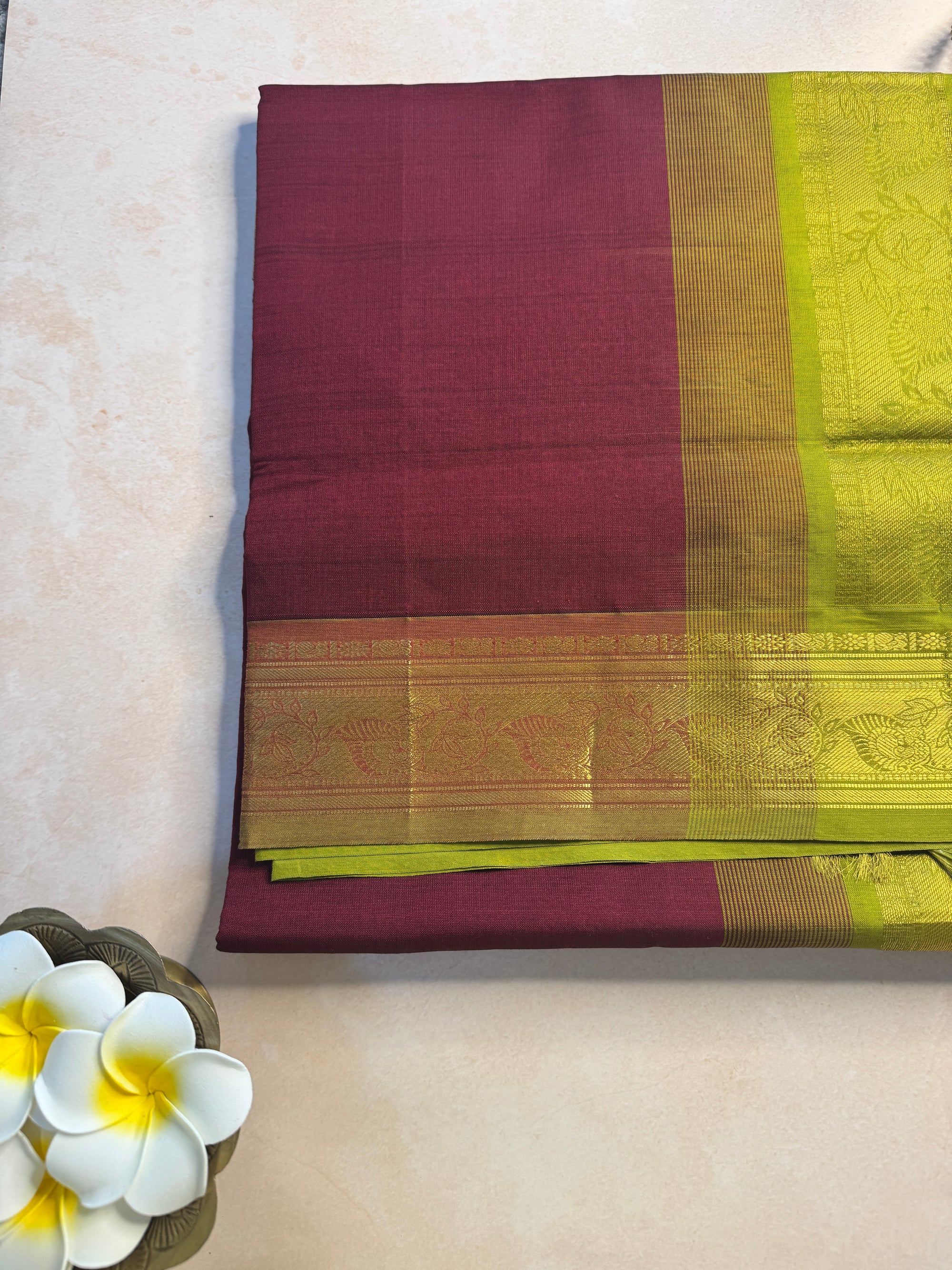 Mangalyam Maroon & Green South Silk Cotton Saree