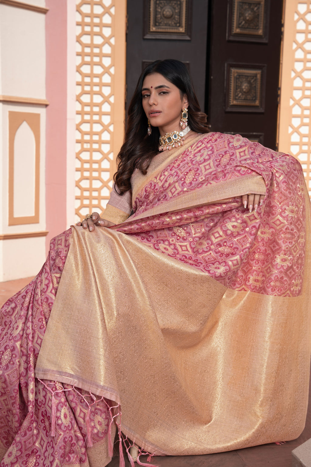 Zari Glow Ikkat Cotton Saree