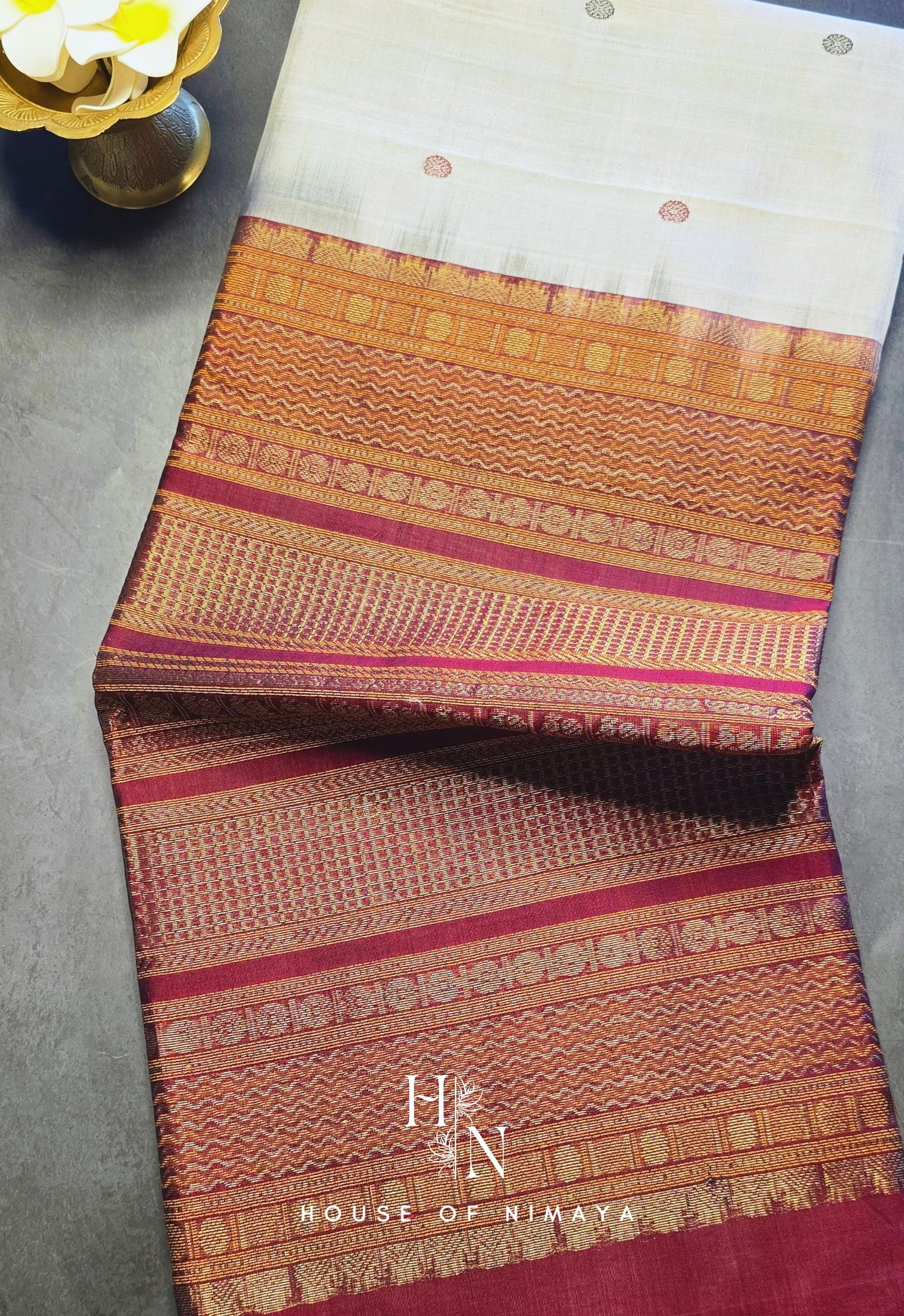 Red and White Pure Handloom South Silk Cotton Saree