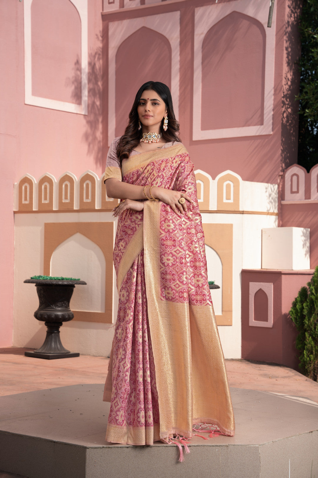 Zari Glow Ikkat Cotton Saree